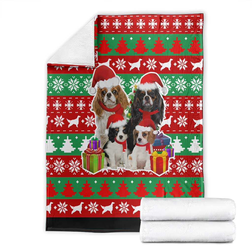Christmas Dogs Blanket with Santa Hats and Red Green Holiday Pattern - Wonder Print Shop