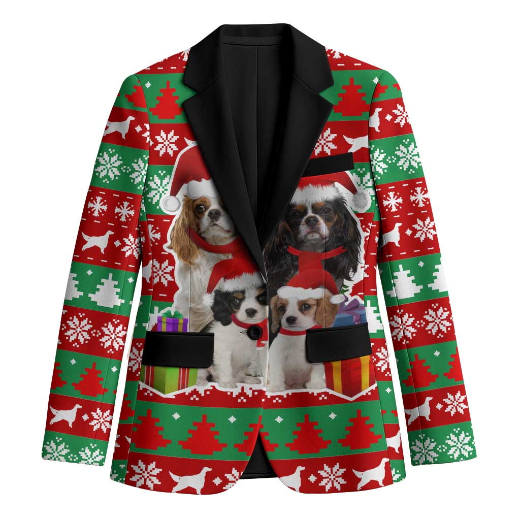 Christmas Dogs Blazer with Santa Hats and Red Green Holiday Pattern - Wonder Print Shop