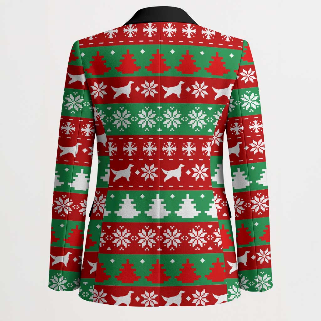 Christmas Dogs Blazer with Santa Hats and Red Green Holiday Pattern - Wonder Print Shop