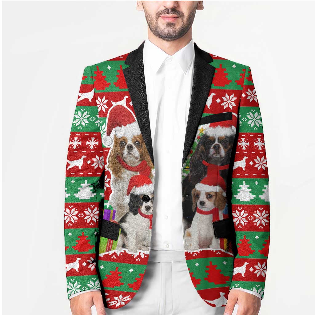 Christmas Dogs Blazer with Santa Hats and Red Green Holiday Pattern - Wonder Print Shop