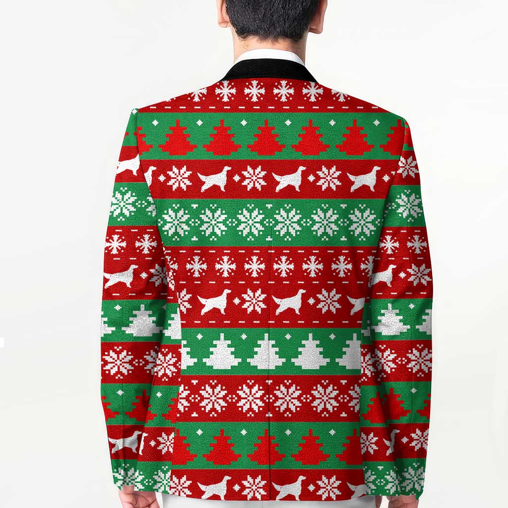 Christmas Dogs Blazer with Santa Hats and Red Green Holiday Pattern - Wonder Print Shop