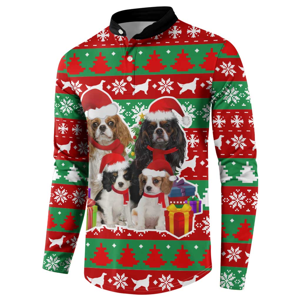 Christmas Dogs Button Sweatshirt with Santa Hats and Red Green Holiday Pattern - Wonder Print Shop
