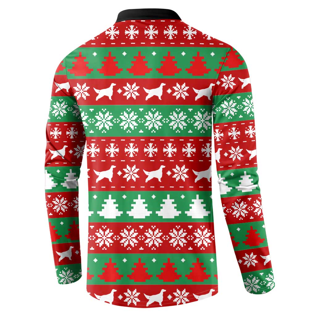 Christmas Dogs Button Sweatshirt with Santa Hats and Red Green Holiday Pattern - Wonder Print Shop