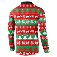 Christmas Dogs Button Sweatshirt with Santa Hats and Red Green Holiday Pattern - Wonder Print Shop