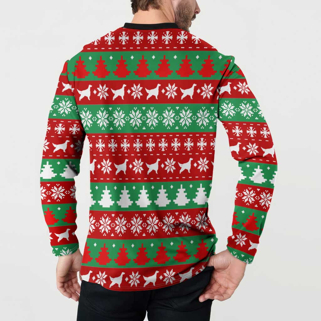 Christmas Dogs Button Sweatshirt with Santa Hats and Red Green Holiday Pattern - Wonder Print Shop