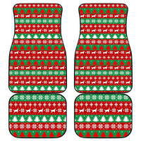 Christmas Dogs Car Mats with Santa Hats and Red Green Holiday Pattern - Wonder Print Shop