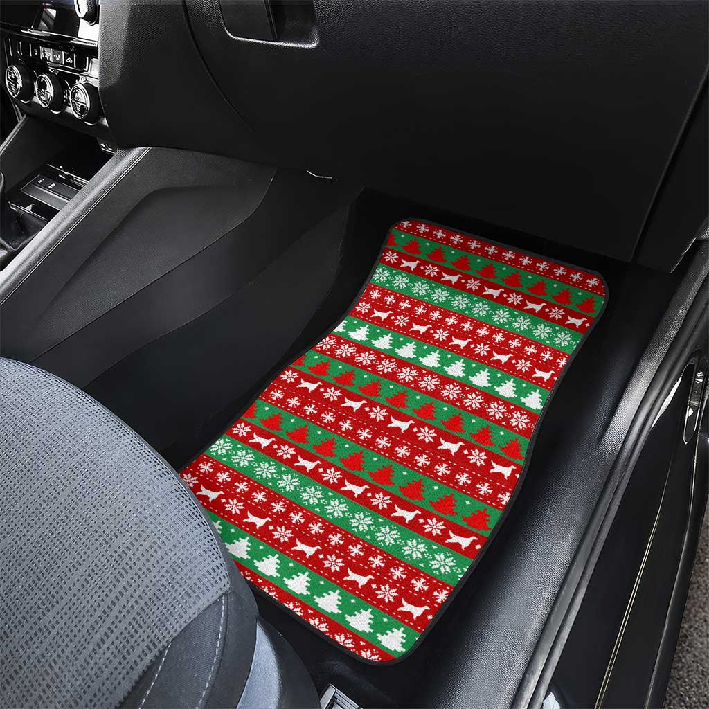 Christmas Dogs Car Mats with Santa Hats and Red Green Holiday Pattern - Wonder Print Shop