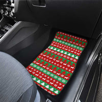 Christmas Dogs Car Mats with Santa Hats and Red Green Holiday Pattern - Wonder Print Shop
