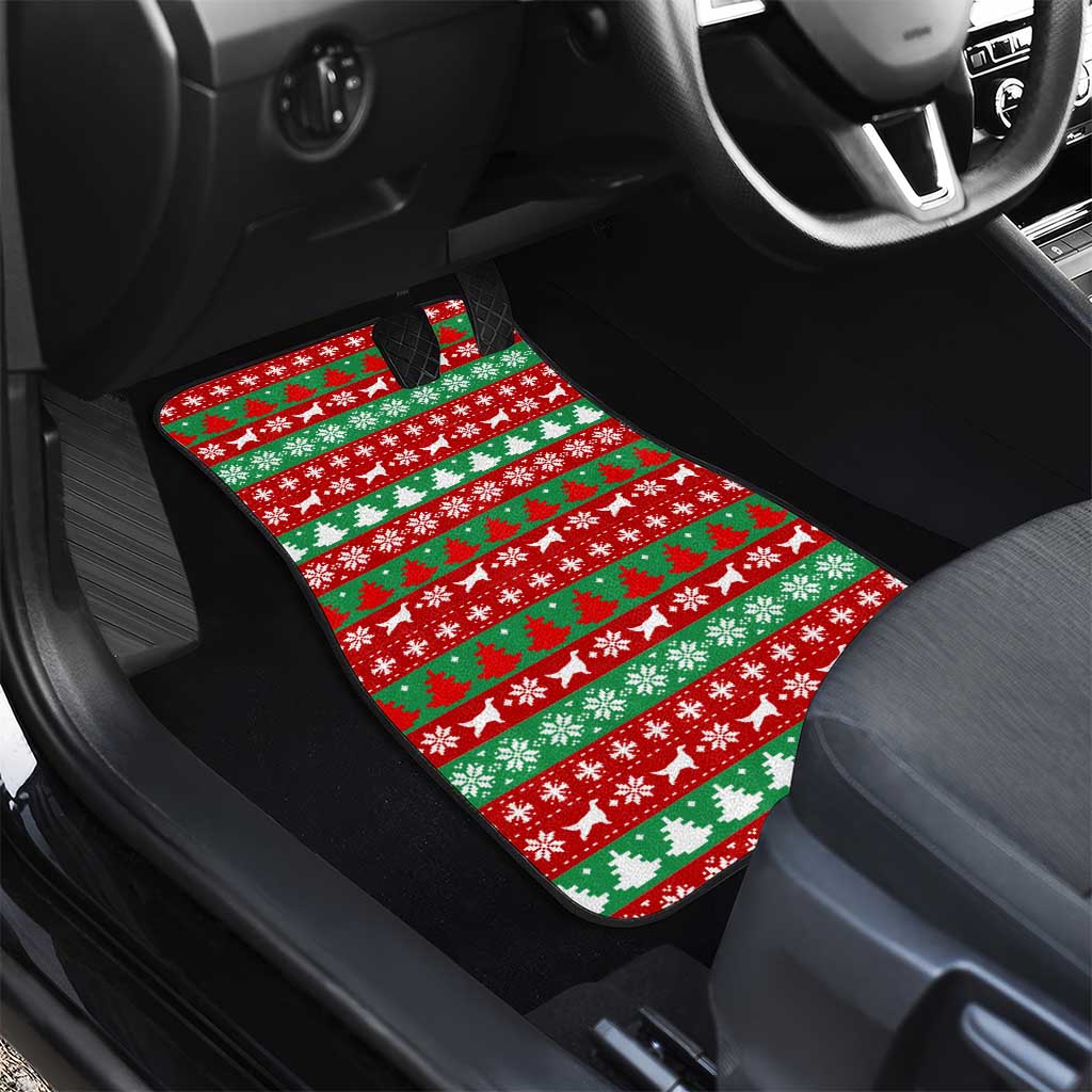 Christmas Dogs Car Mats with Santa Hats and Red Green Holiday Pattern - Wonder Print Shop