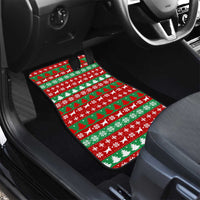 Christmas Dogs Car Mats with Santa Hats and Red Green Holiday Pattern - Wonder Print Shop