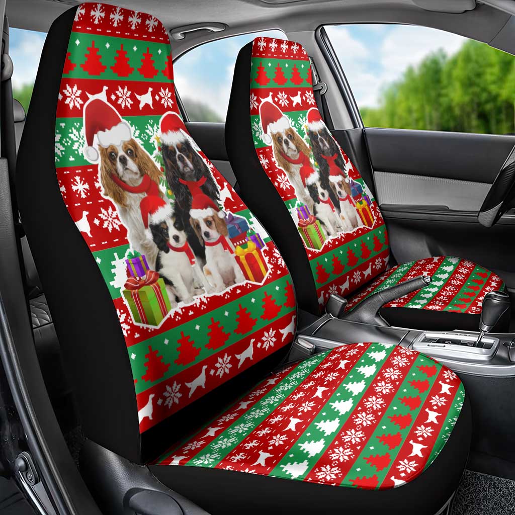Christmas Dogs Car Seat Cover with Santa Hats and Red Green Holiday Pattern - Wonder Print Shop