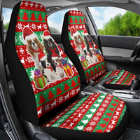 Christmas Dogs Car Seat Cover with Santa Hats and Red Green Holiday Pattern - Wonder Print Shop