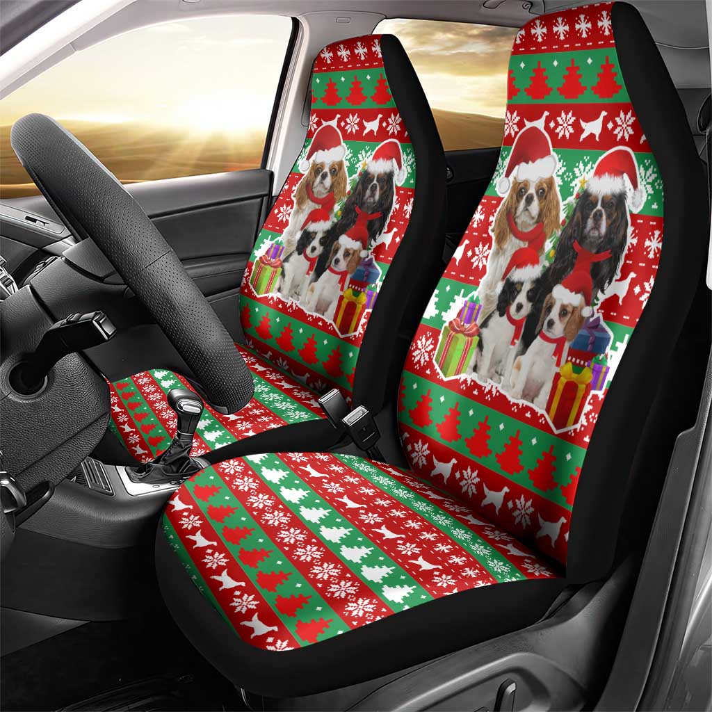 Christmas Dogs Car Seat Cover with Santa Hats and Red Green Holiday Pattern - Wonder Print Shop
