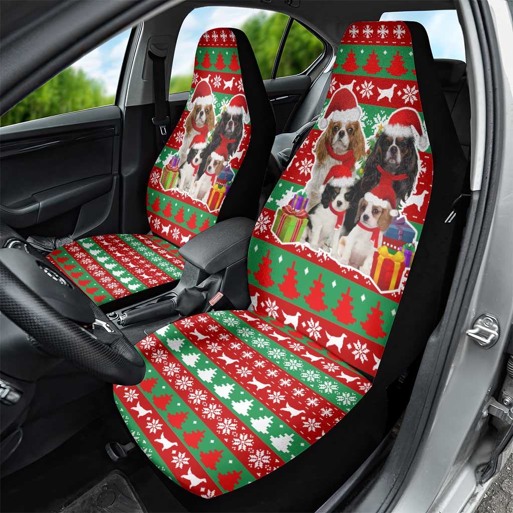 Christmas Dogs Car Seat Cover with Santa Hats and Red Green Holiday Pattern - Wonder Print Shop