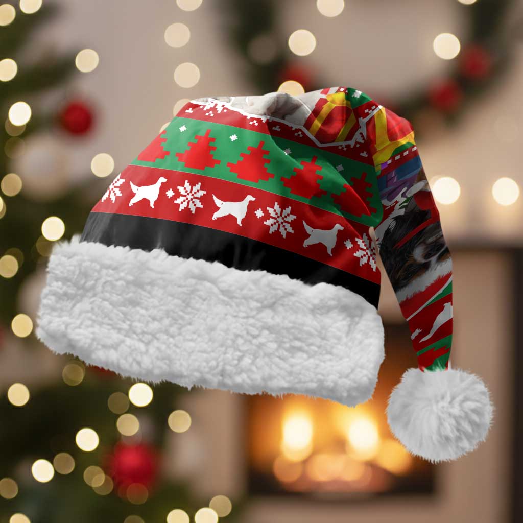 Christmas Dogs Christmas Santa Hat with Santa Hats and Red Green Holiday Pattern - Wonder Print Shop