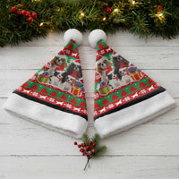 Christmas Dogs Christmas Santa Hat with Santa Hats and Red Green Holiday Pattern - Wonder Print Shop