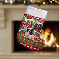 Christmas Dogs Christmas Stocking with Santa Hats and Red Green Holiday Pattern - Wonder Print Shop