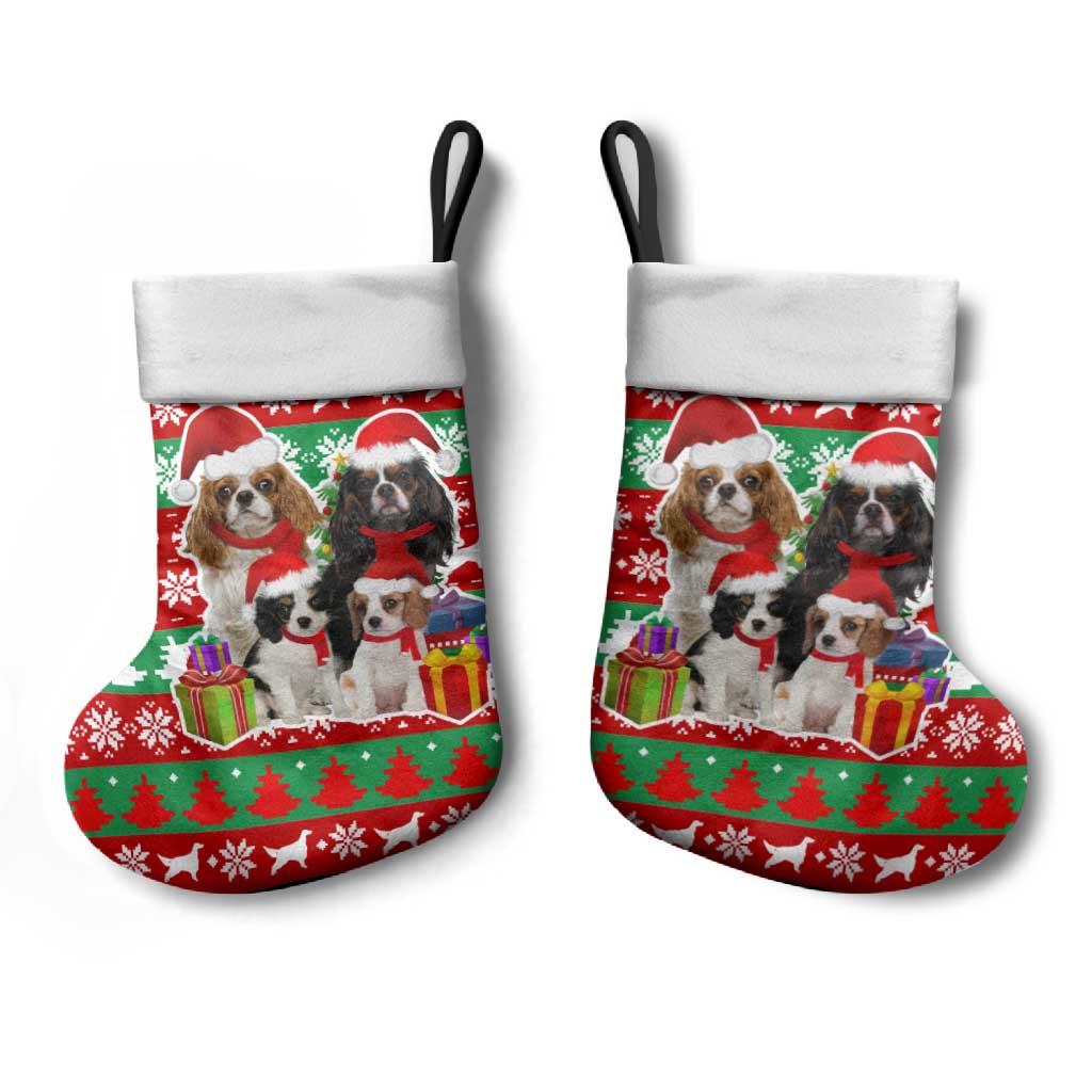Christmas Dogs Christmas Stocking with Santa Hats and Red Green Holiday Pattern - Wonder Print Shop