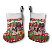 Christmas Dogs Christmas Stocking with Santa Hats and Red Green Holiday Pattern - Wonder Print Shop