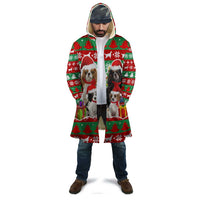 Christmas Dogs Cloak with Santa Hats and Red Green Holiday Pattern - Wonder Print Shop