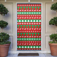 Christmas Dogs Door Cover with Santa Hats and Red Green Holiday Pattern - Wonder Print Shop