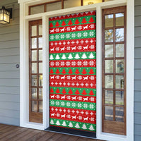 Christmas Dogs Door Cover with Santa Hats and Red Green Holiday Pattern - Wonder Print Shop
