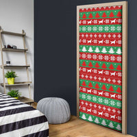 Christmas Dogs Door Cover with Santa Hats and Red Green Holiday Pattern - Wonder Print Shop