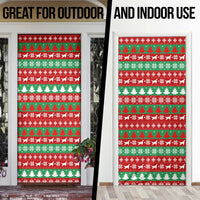 Christmas Dogs Door Cover with Santa Hats and Red Green Holiday Pattern - Wonder Print Shop
