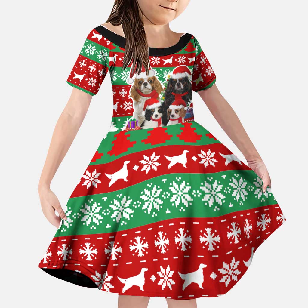 Christmas Dogs Family Matching Mermaid Dress and Hawaiian Shirt with Santa Hats and Red Green Holiday Pattern - Wonder Print Shop