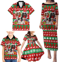 Christmas Dogs Family Matching Puletasi and Hawaiian Shirt with Santa Hats and Red Green Holiday Pattern - Wonder Print Shop