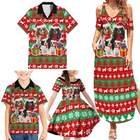 Christmas Dogs Family Matching Summer Maxi Dress and Hawaiian Shirt with Santa Hats and Red Green Holiday Pattern - Wonder Print Shop