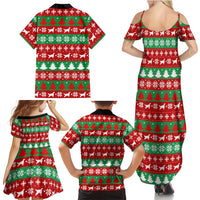 Christmas Dogs Family Matching Summer Maxi Dress and Hawaiian Shirt with Santa Hats and Red Green Holiday Pattern - Wonder Print Shop