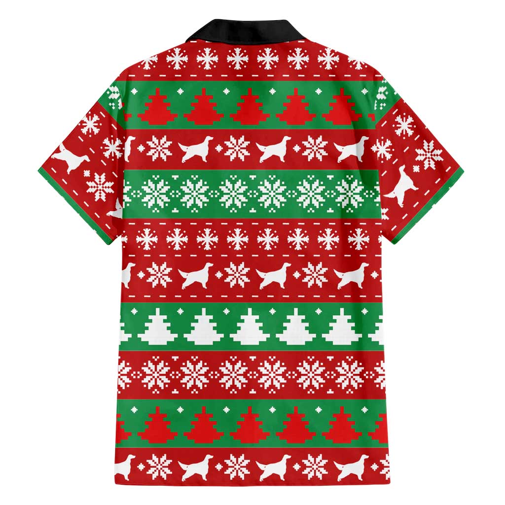 Christmas Dogs Family Matching Summer Maxi Dress and Hawaiian Shirt with Santa Hats and Red Green Holiday Pattern - Wonder Print Shop
