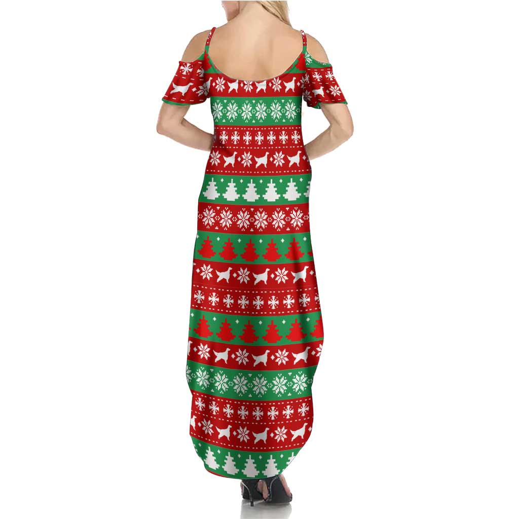 Christmas Dogs Family Matching Summer Maxi Dress and Hawaiian Shirt with Santa Hats and Red Green Holiday Pattern - Wonder Print Shop