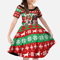 Christmas Dogs Family Matching Tank Maxi Dress and Hawaiian Shirt with Santa Hats and Red Green Holiday Pattern - Wonder Print Shop