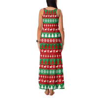Christmas Dogs Family Matching Tank Maxi Dress and Hawaiian Shirt with Santa Hats and Red Green Holiday Pattern - Wonder Print Shop
