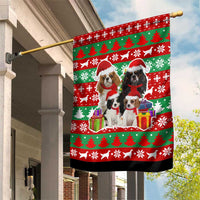 Christmas Dogs Garden Flag with Santa Hats and Red Green Holiday Pattern - Wonder Print Shop