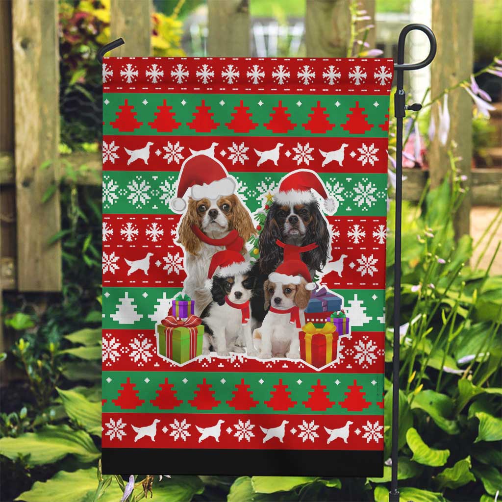 Christmas Dogs Garden Flag with Santa Hats and Red Green Holiday Pattern - Wonder Print Shop