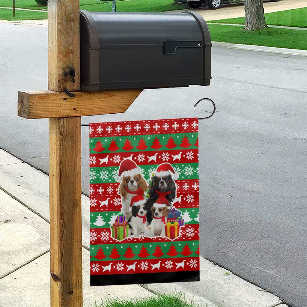 Christmas Dogs Garden Flag with Santa Hats and Red Green Holiday Pattern - Wonder Print Shop