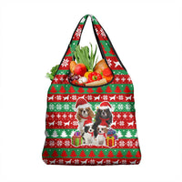 Christmas Dogs Grocery Bag with Santa Hats and Red Green Holiday Pattern - Wonder Print Shop