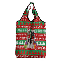 Christmas Dogs Grocery Bag with Santa Hats and Red Green Holiday Pattern - Wonder Print Shop