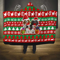 Christmas Dogs Hooded Blanket with Santa Hats and Red Green Holiday Pattern - Wonder Print Shop