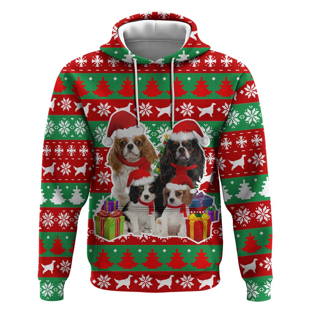 Christmas Dogs Hoodie with Santa Hats and Red Green Holiday Pattern - Wonder Print Shop