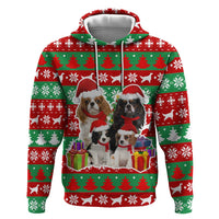 Christmas Dogs Hoodie with Santa Hats and Red Green Holiday Pattern - Wonder Print Shop