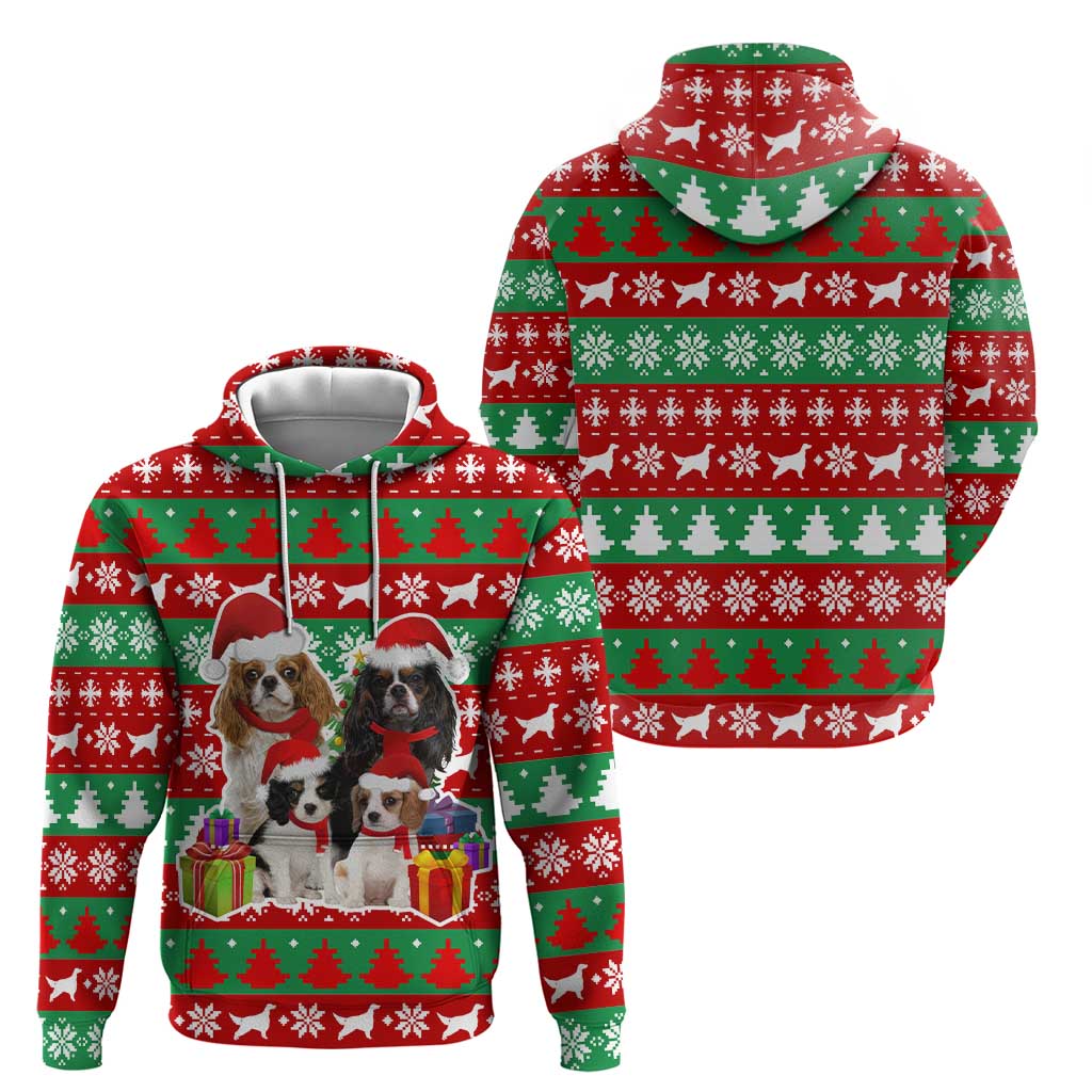 Christmas Dogs Hoodie with Santa Hats and Red Green Holiday Pattern - Wonder Print Shop