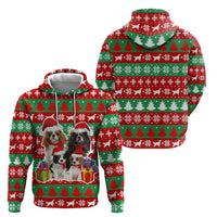 Christmas Dogs Hoodie with Santa Hats and Red Green Holiday Pattern - Wonder Print Shop