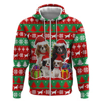 Christmas Dogs Hoodie with Santa Hats and Red Green Holiday Pattern - Wonder Print Shop