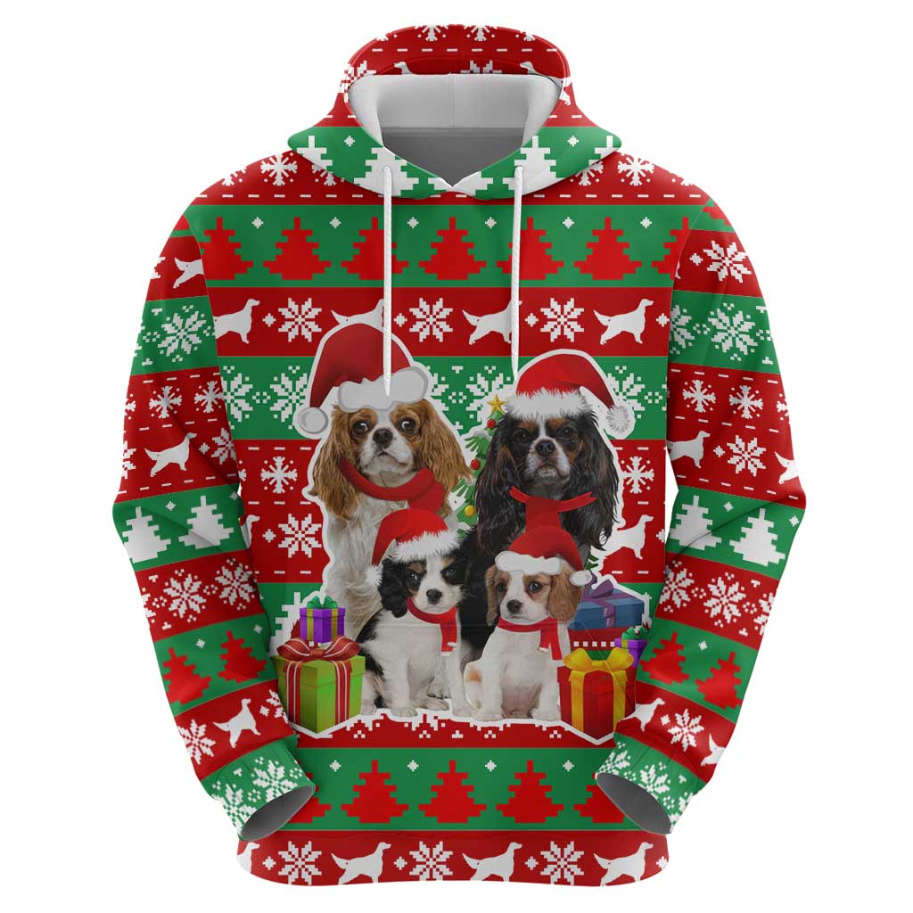 Christmas Dogs Hoodie with Santa Hats and Red Green Holiday Pattern - Wonder Print Shop