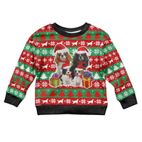Christmas Dogs Kid Ugly Christmas Sweater with Santa Hats and Red Green Holiday Pattern - Wonder Print Shop