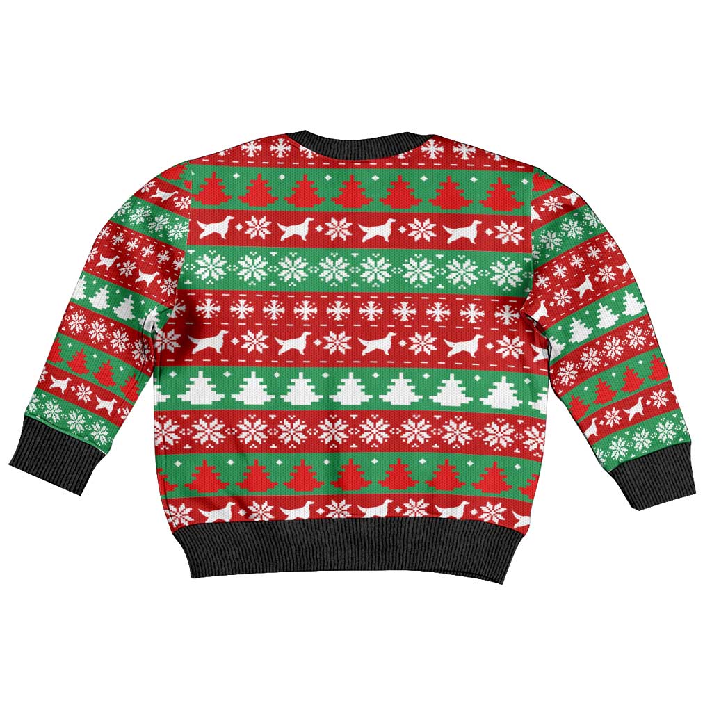 Christmas Dogs Kid Ugly Christmas Sweater with Santa Hats and Red Green Holiday Pattern - Wonder Print Shop